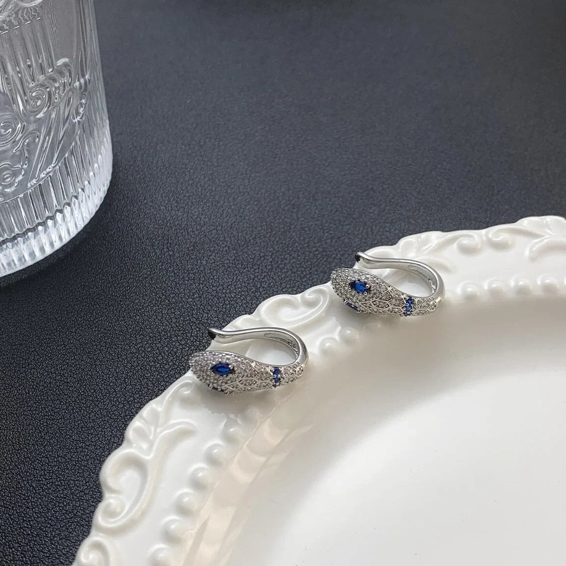 Adjustable Blue Diamond Serpent Ear Cuff