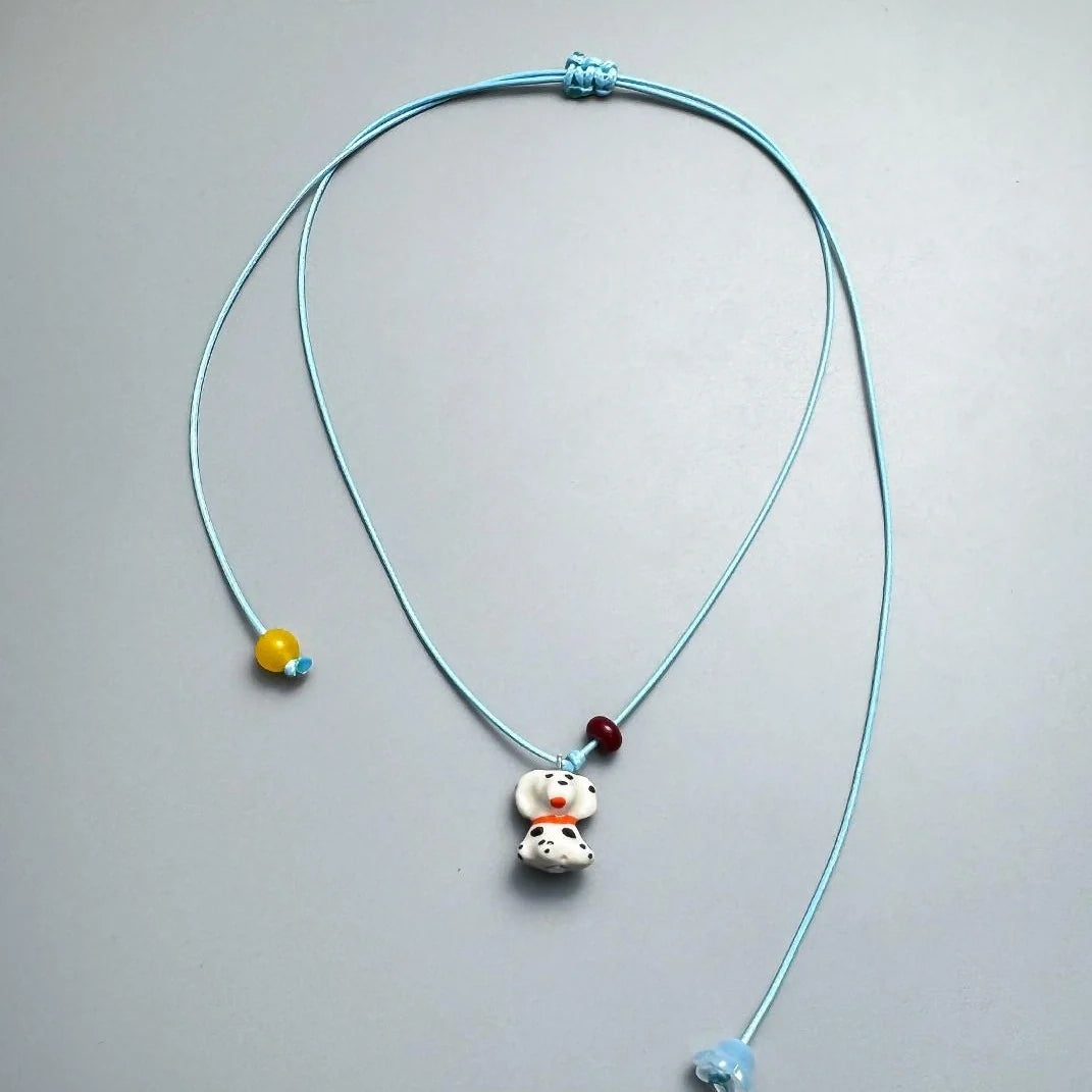 Adjustable Blue Puppy Charm Necklace