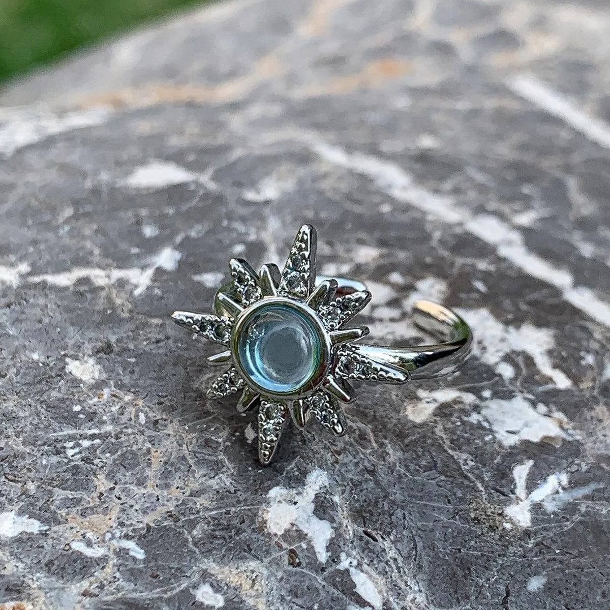 Adjustable Crystal Sunflower Ring