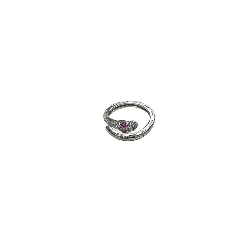 Adjustable Silver Diamond Serpent Ring