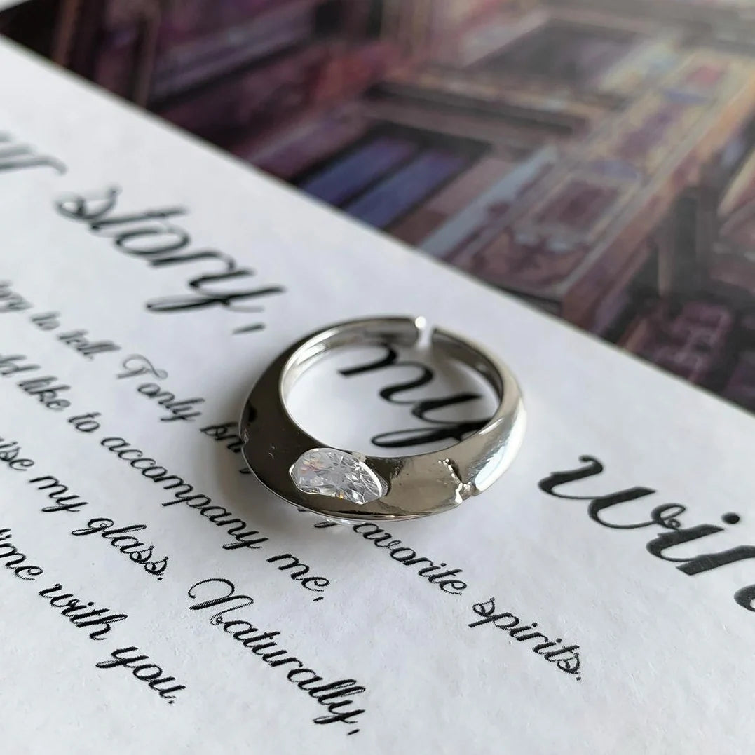Adjustable Silver Zircon Orbit Ring