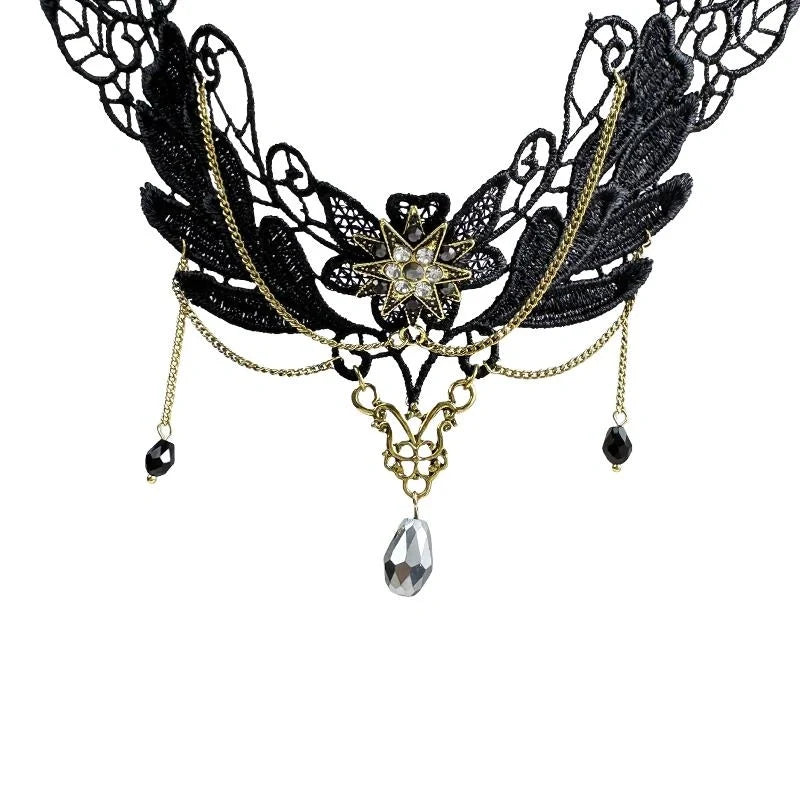 Gothic Lace Fringe Statement Choker