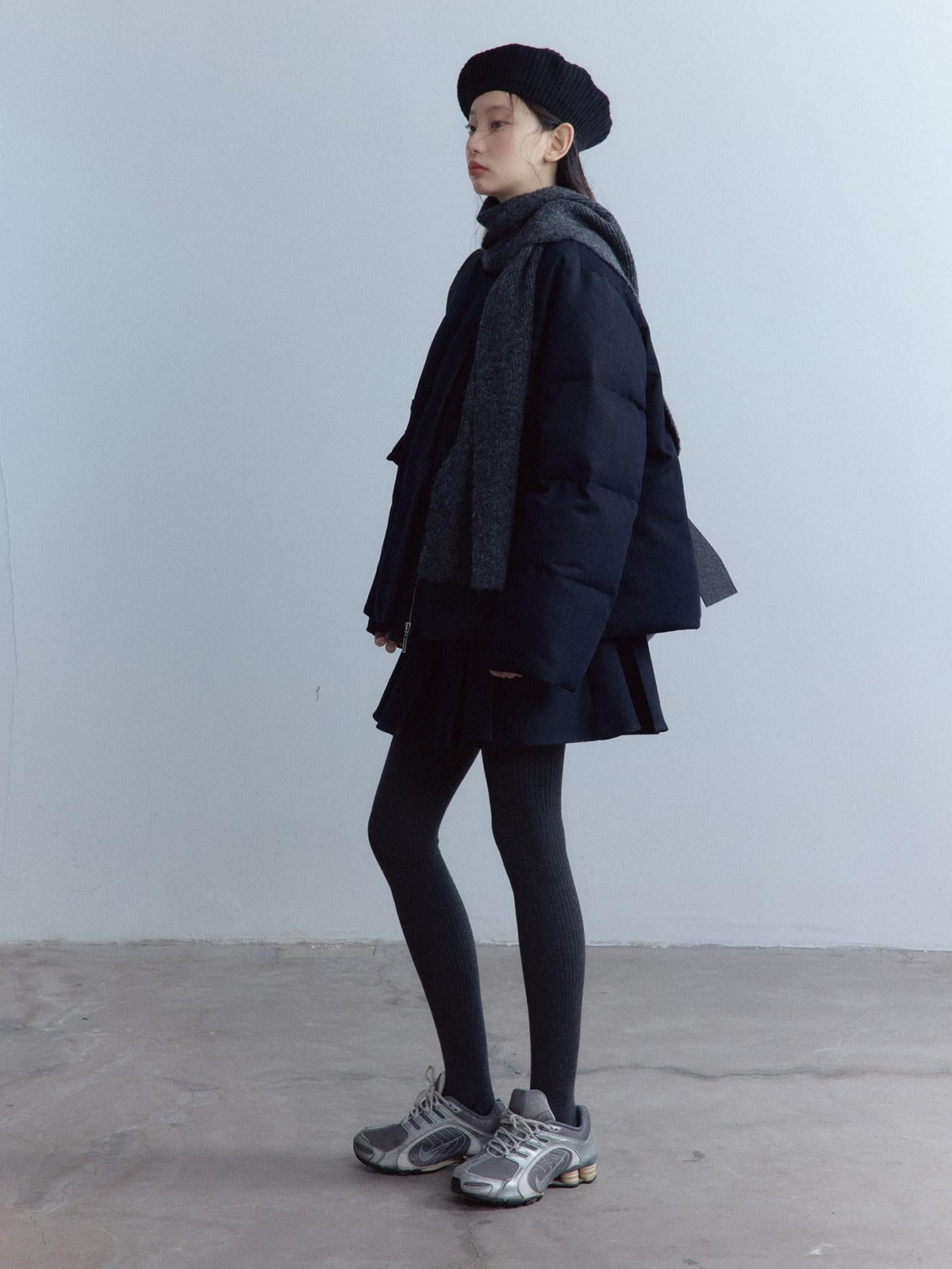 90% White Duck Down Thick Warm Utility Oversized Women Dusk Blue Down Jacket