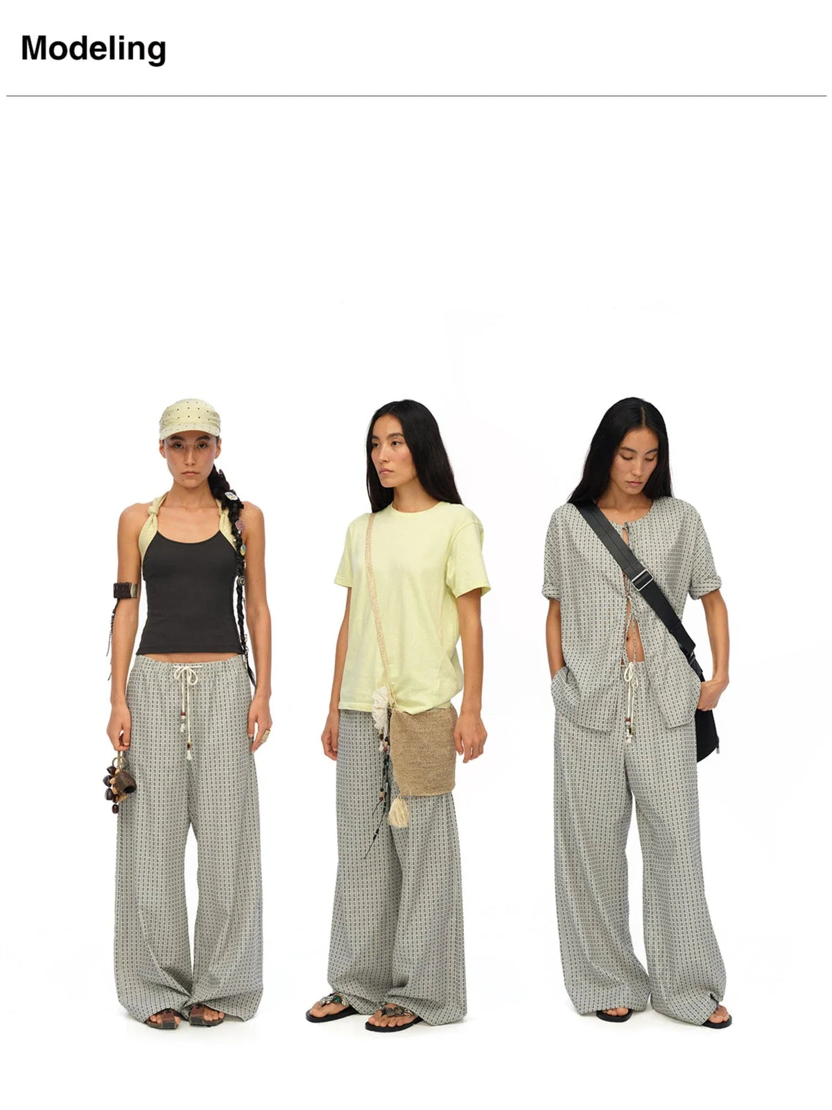 Airy Striped Wide Leg Vacation Pants