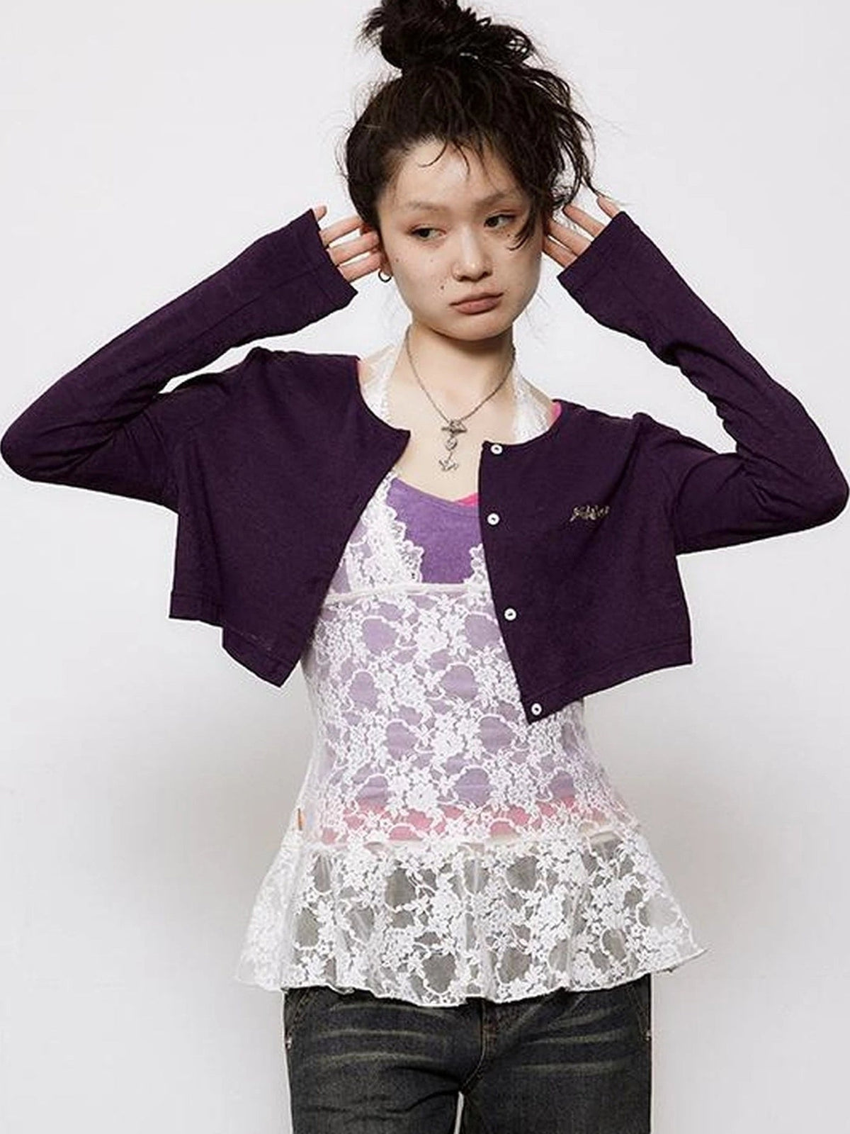Adjustable Bow Halter Top With Wave Hem