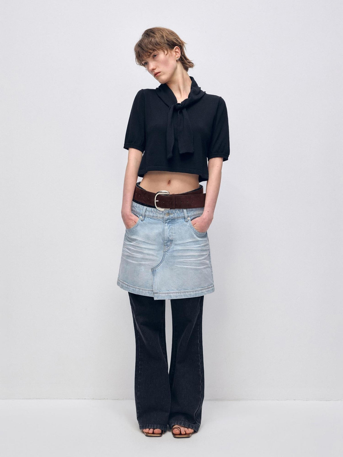 High Stretch Slim Fit Natural Waist Zipper Everyday Blue Black Denim Flare Jeans