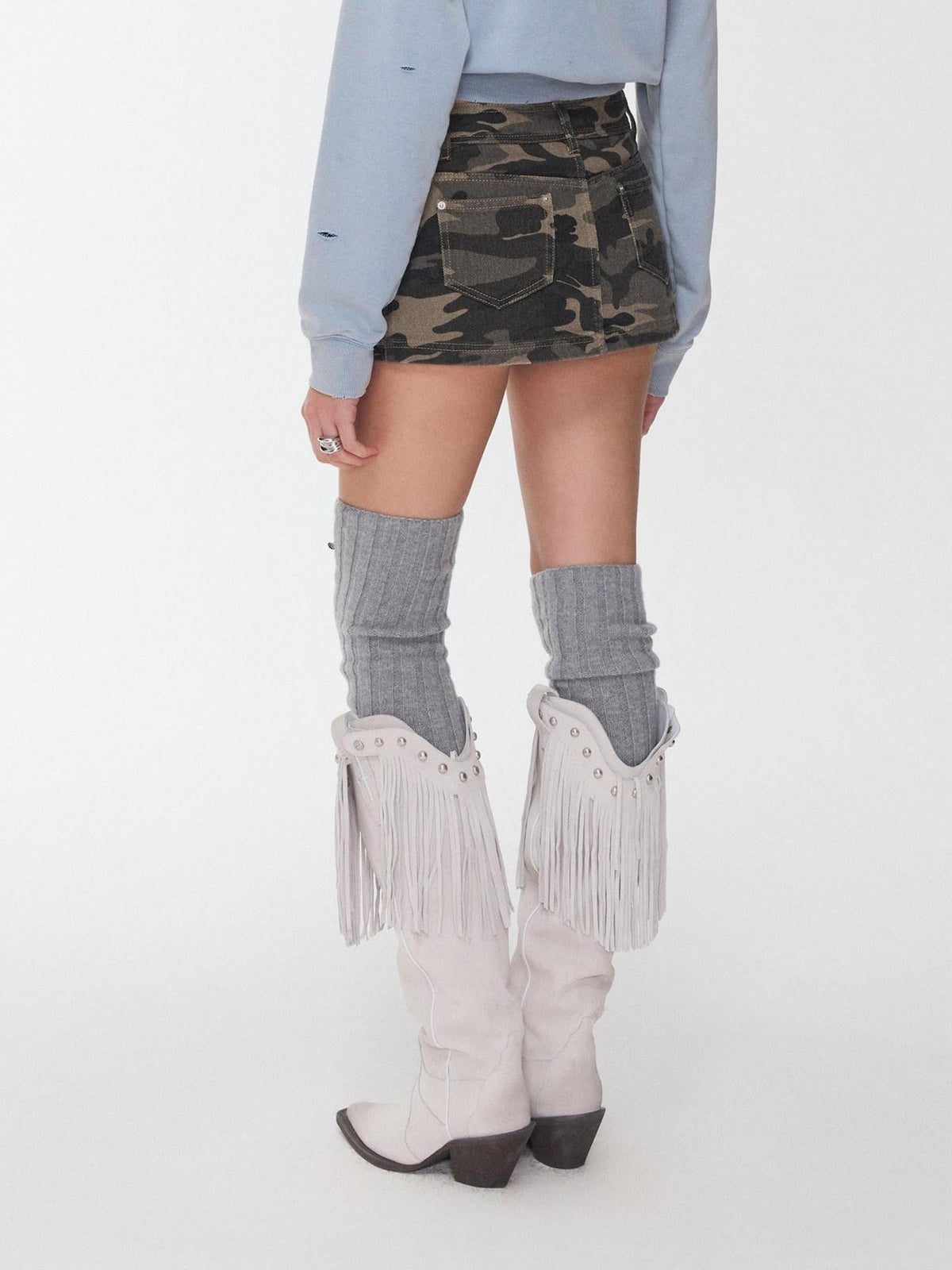 Over Knee Long Tube Warm Scrunched Knit Women's Wool Pile Socks