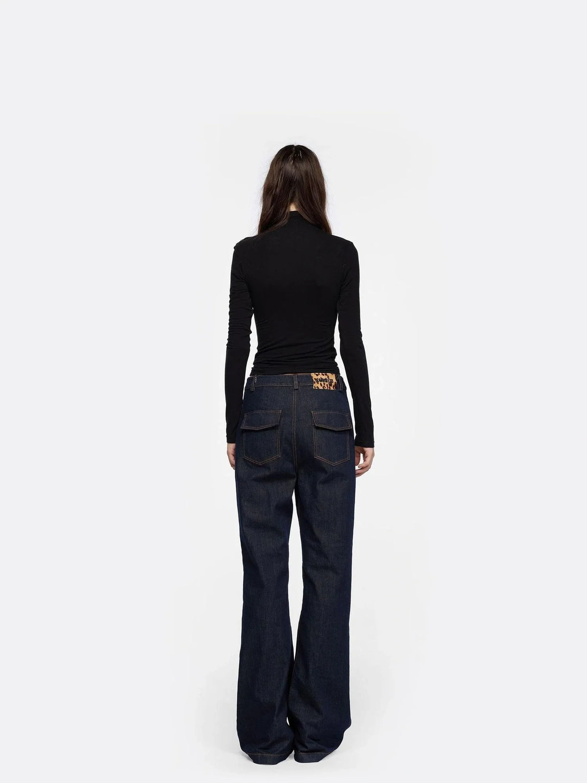 Detachable Placket Flared Jeans Jeans