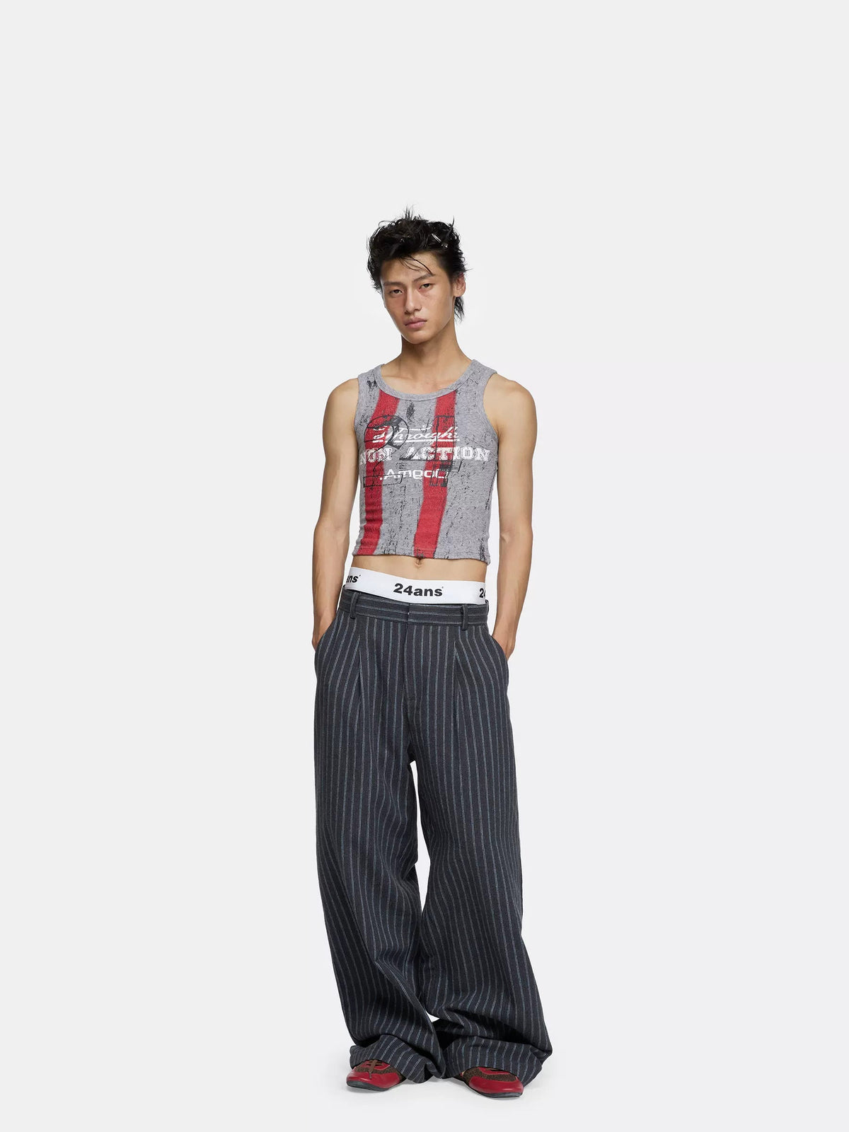 Tailored Straight Leg Mid Rise Long Length Deep Gray Office Commuter Pants