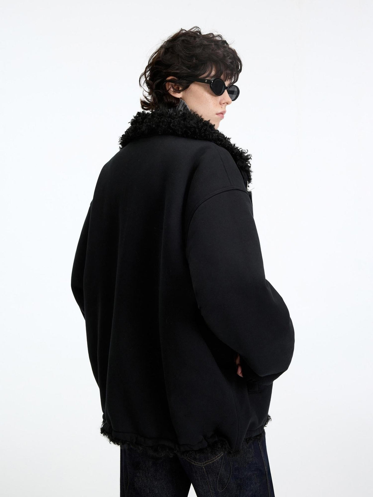 Reversible Fleece Lined Loose Fit Long Vintage Black Womens Puffer Jackets