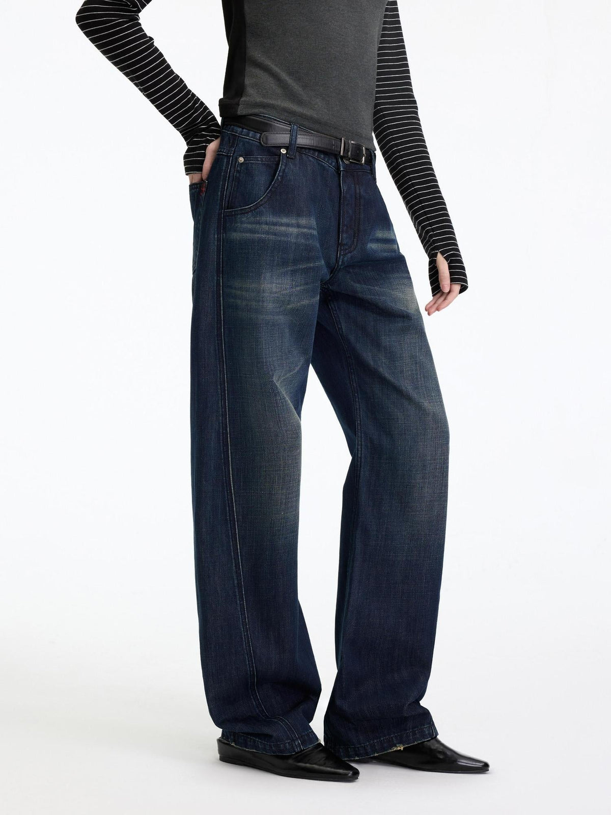 Vintage Washed High Cotton Relaxed Mid Low Waist Women Zip Fly Straight Jeans