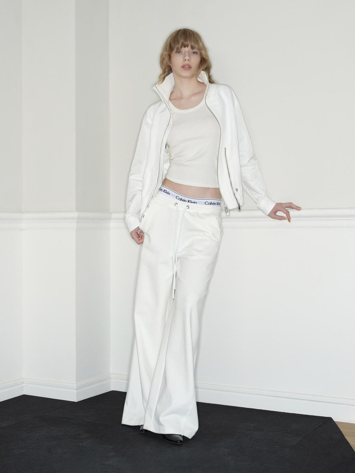 100 Percent Cotton Original Low Waist Pocket Moonlight White Wide-Leg Pants