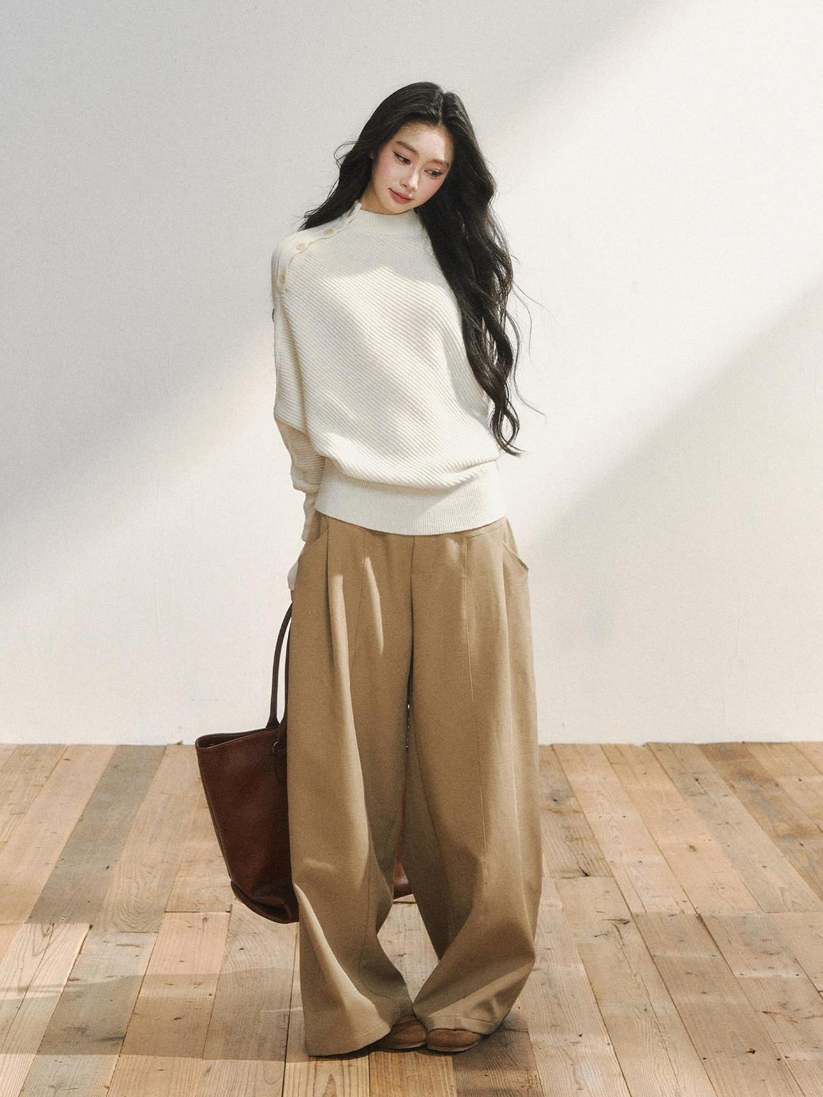 Low Waist Casual Straight Cut Khaki Women Everyday Versatile Wide Leg Pants
