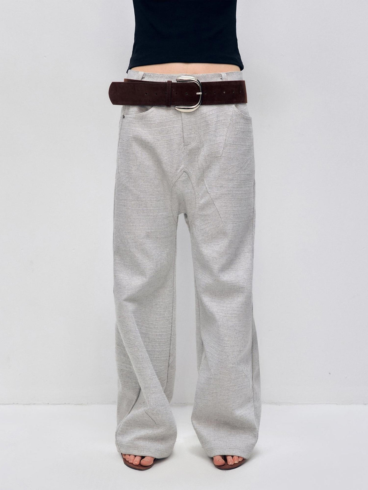 Minimalist Vintage Low Waist Zipper Pocket Office Womens Straight Pants