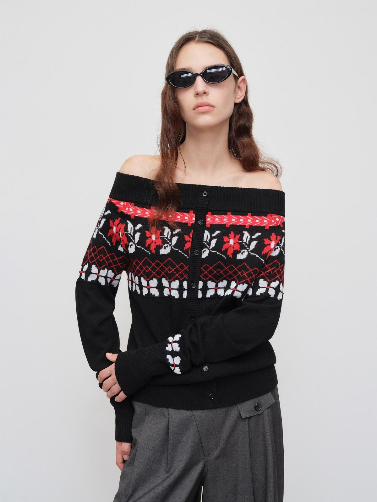 Soft Wool Blend Vintage Loose Pleated Women Knit Pullover Beige Black Sweaters