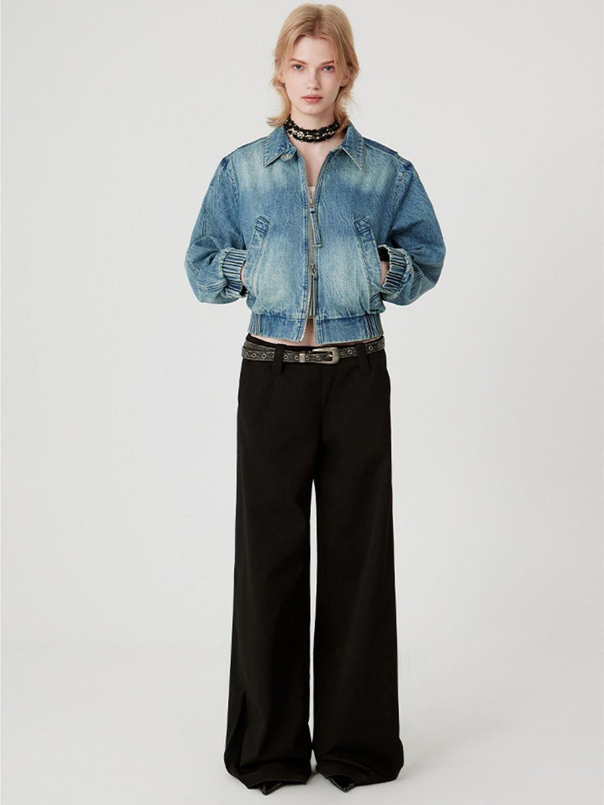 Original Pocketed Low Rise Zip Fly Stretch Black Women Straight Pants