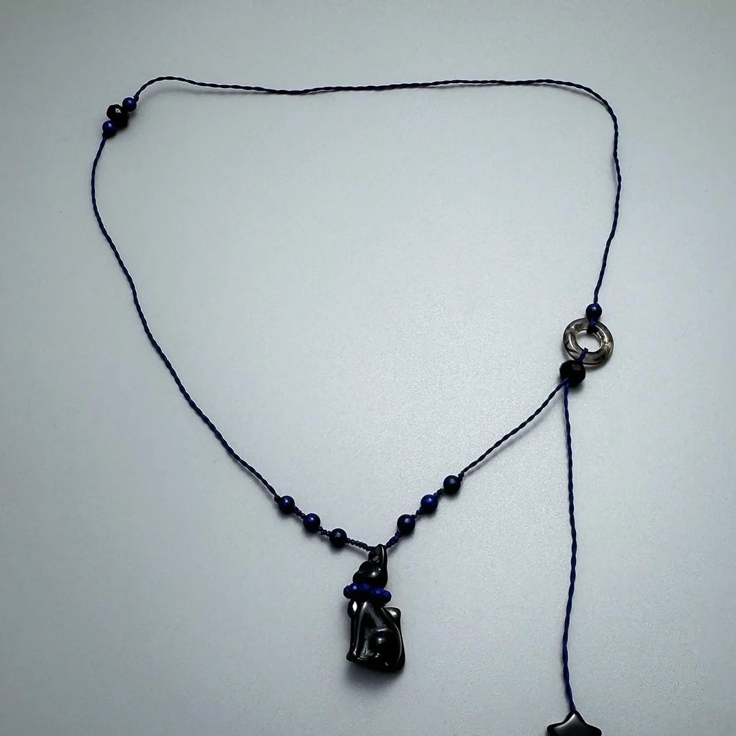 Adjustable Beaded Cat Necklace