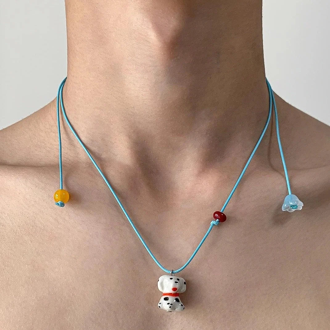 Adjustable Blue Puppy Charm Necklace