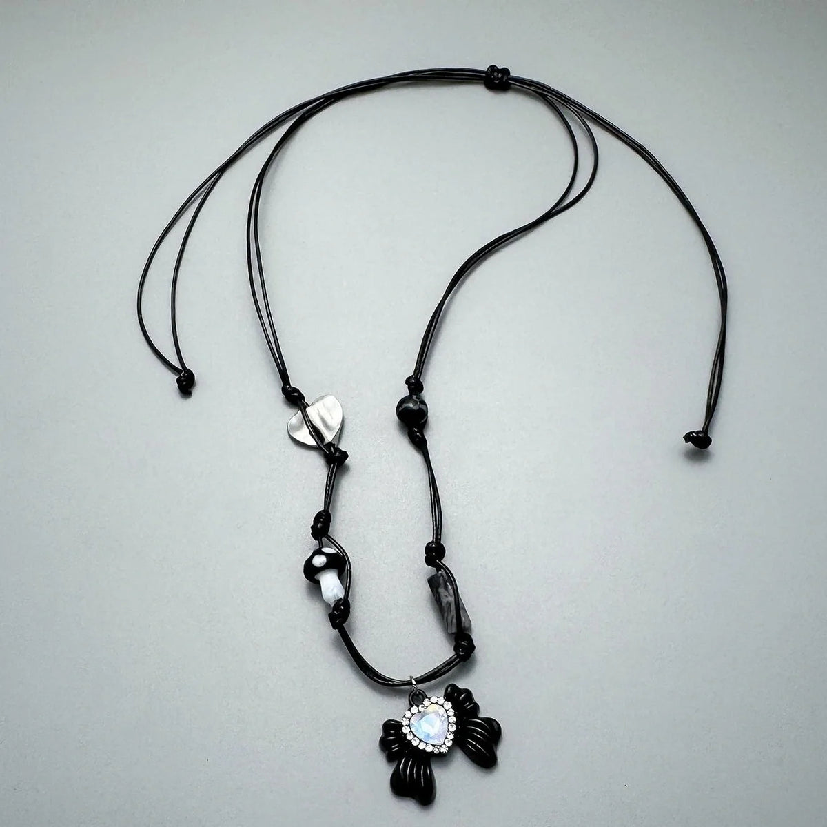 Adjustable Bow Zircon Pendant Necklace