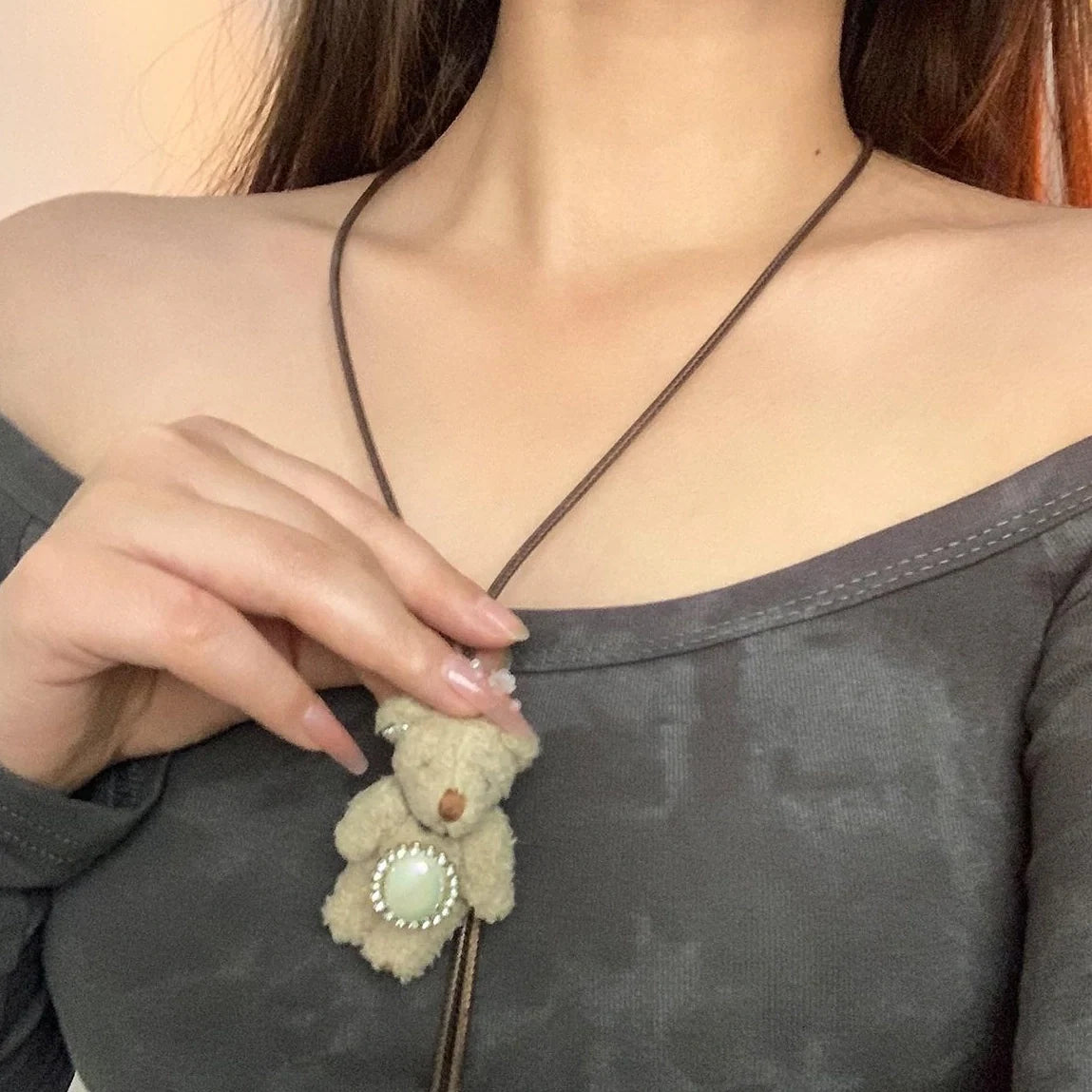 Adjustable Brown Bear Pendant Necklace