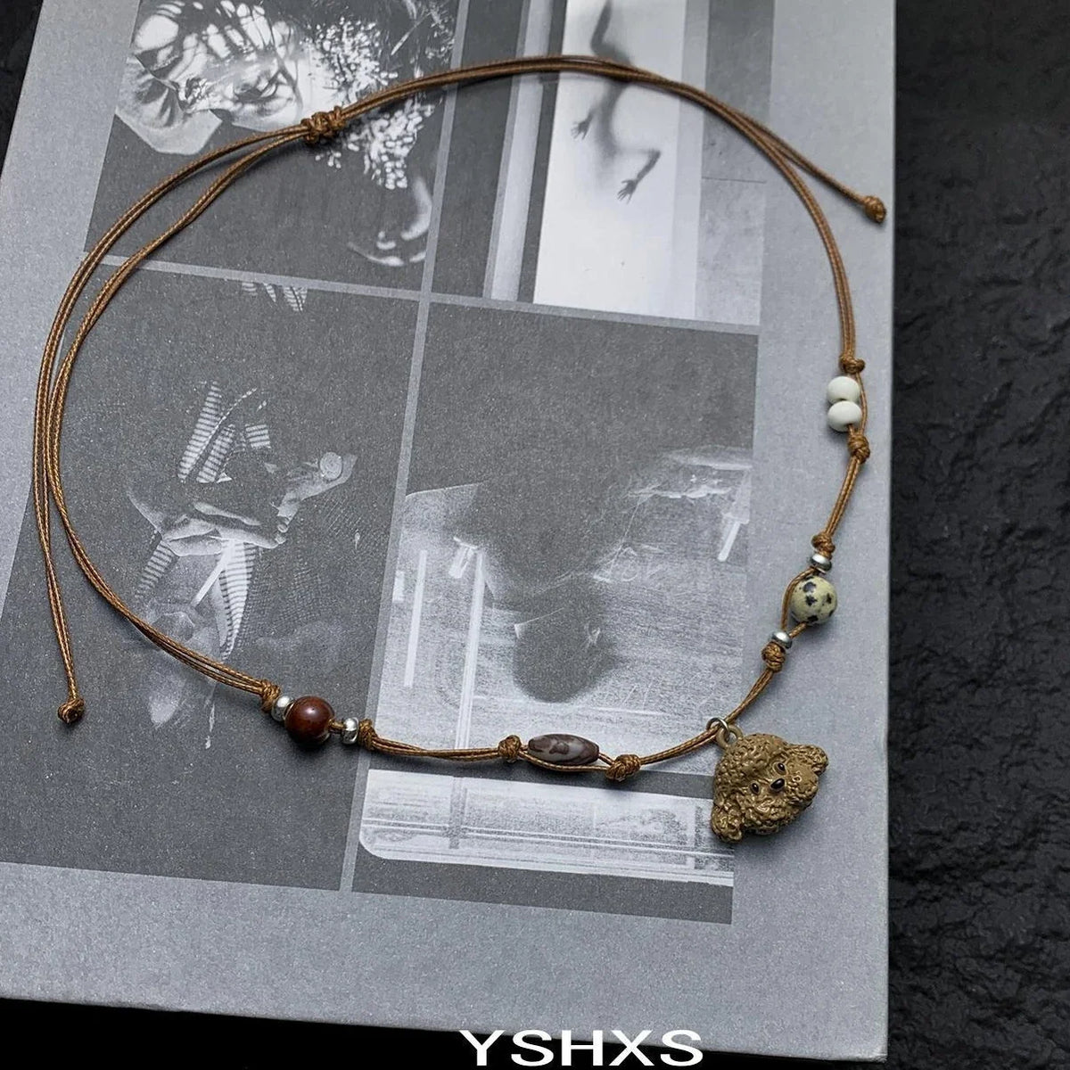 Adjustable Brown Puppy Pendant Necklace