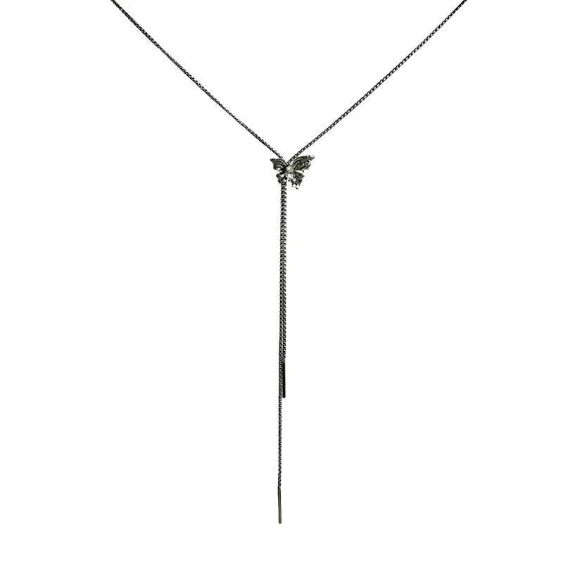 Adjustable Butterfly Tassel Long Necklace
