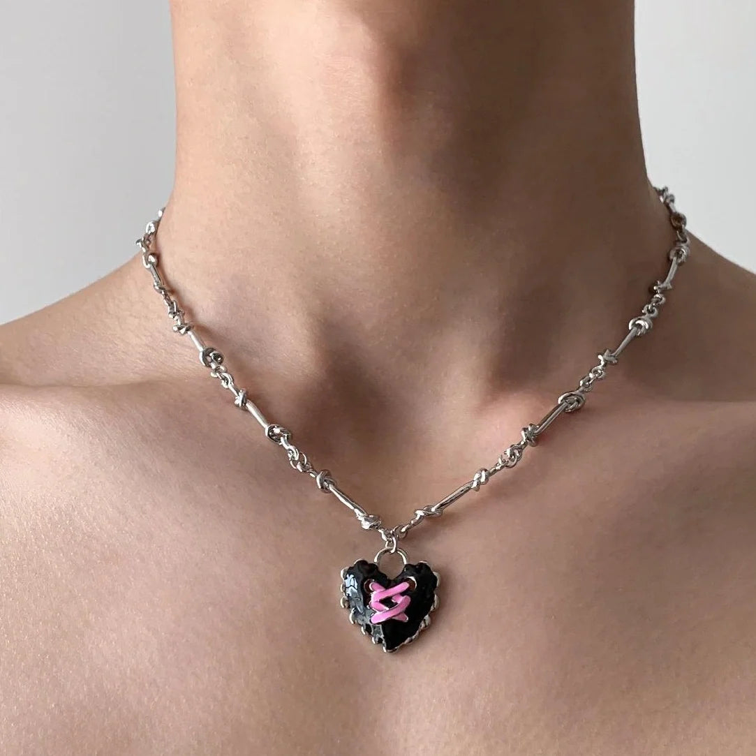 Adjustable Charm Link Choker Necklace
