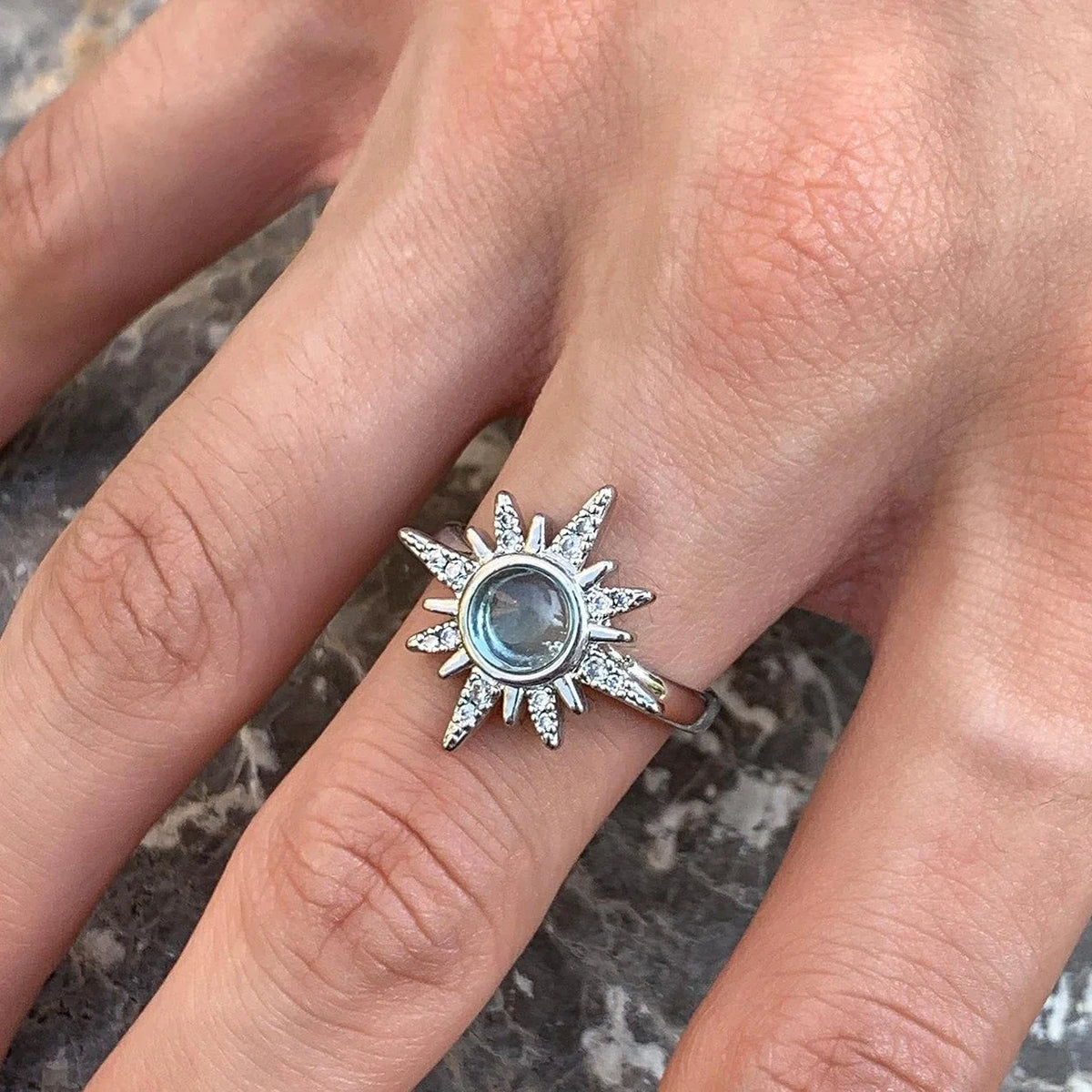 Adjustable Crystal Sunflower Ring