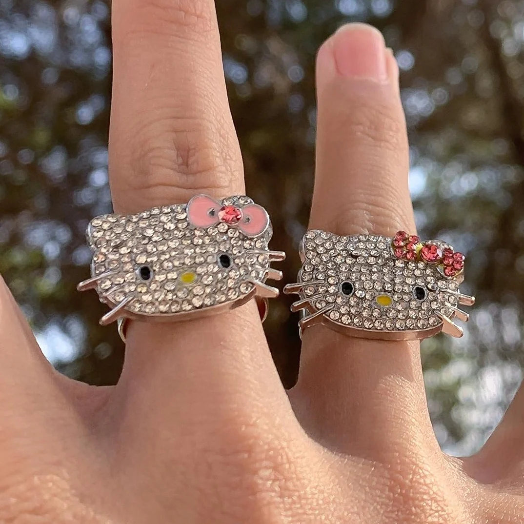 Adjustable Glitter Cat Ring