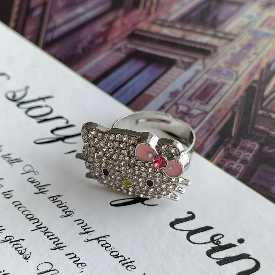 Adjustable Glitter Cat Ring