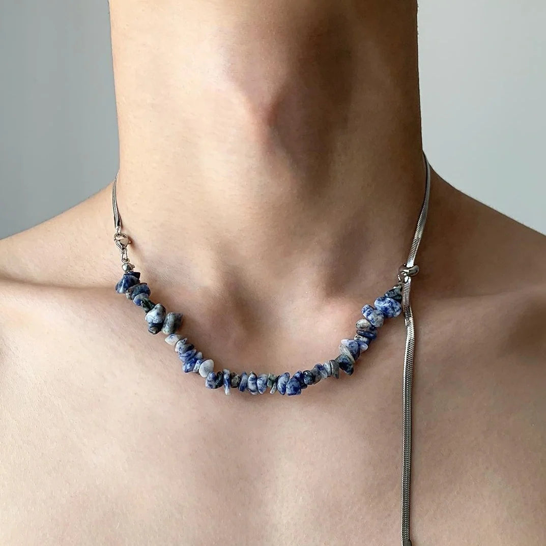 Adjustable Natural Stone Choker Necklace