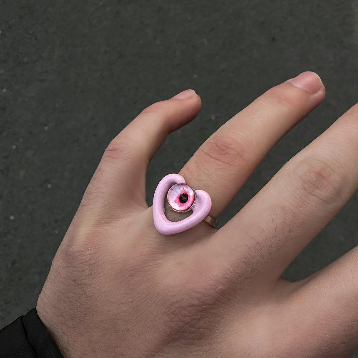 Adjustable Pink Evil Eye Ring