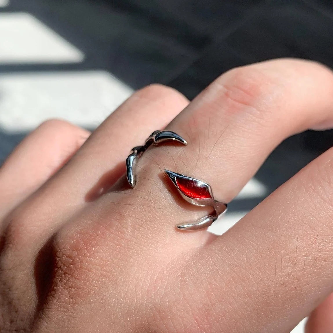 Adjustable Red Drip Statement Ring