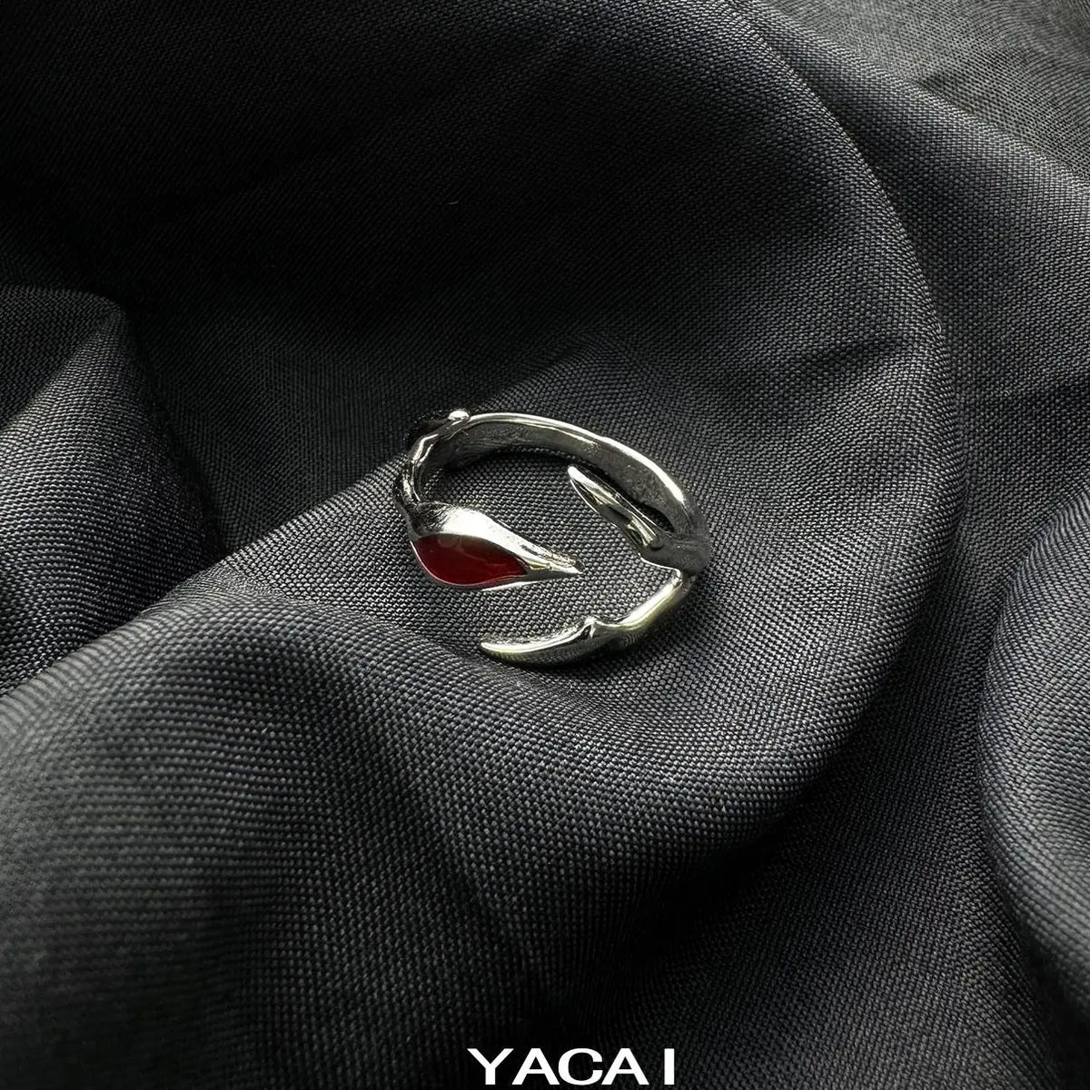 Adjustable Red Drip Statement Ring
