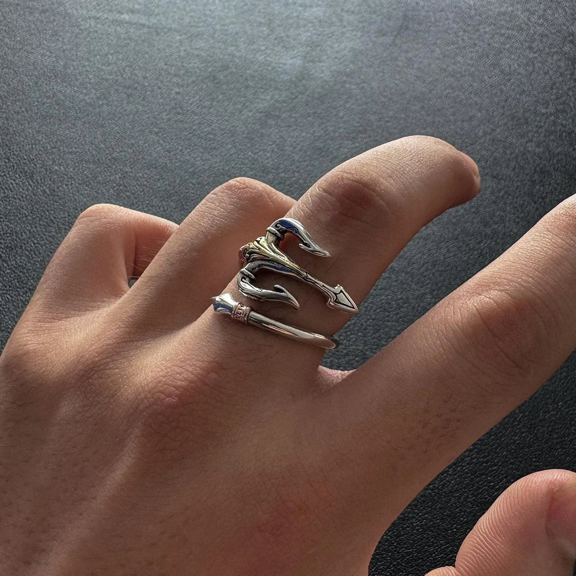 Adjustable Vintage Trident Ring