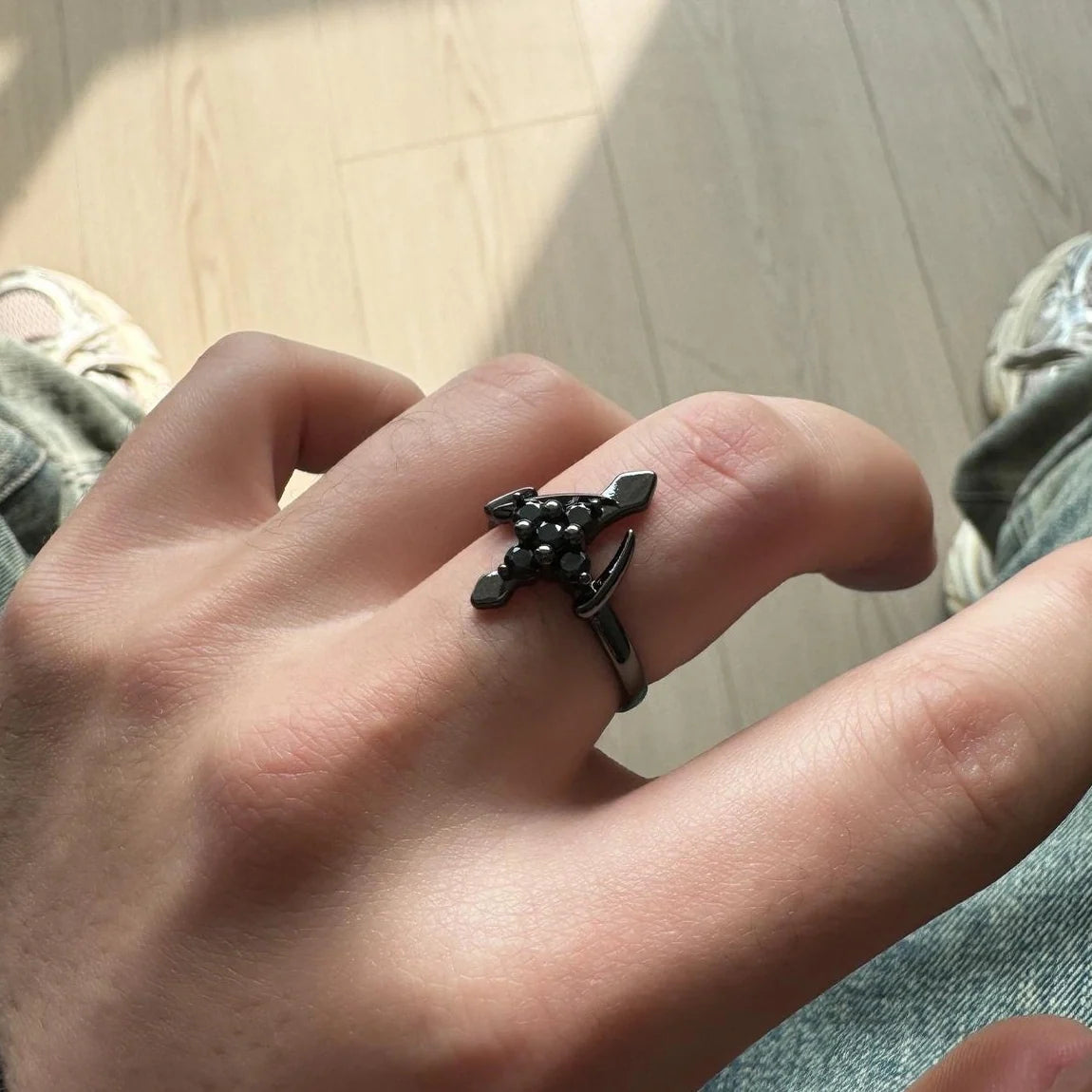Dark Cross Gothic Adjustable Ring