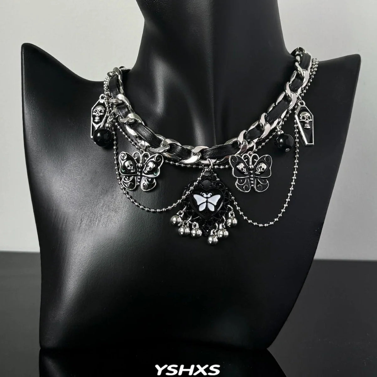 Gothic Butterfly Layered Fringe Choker