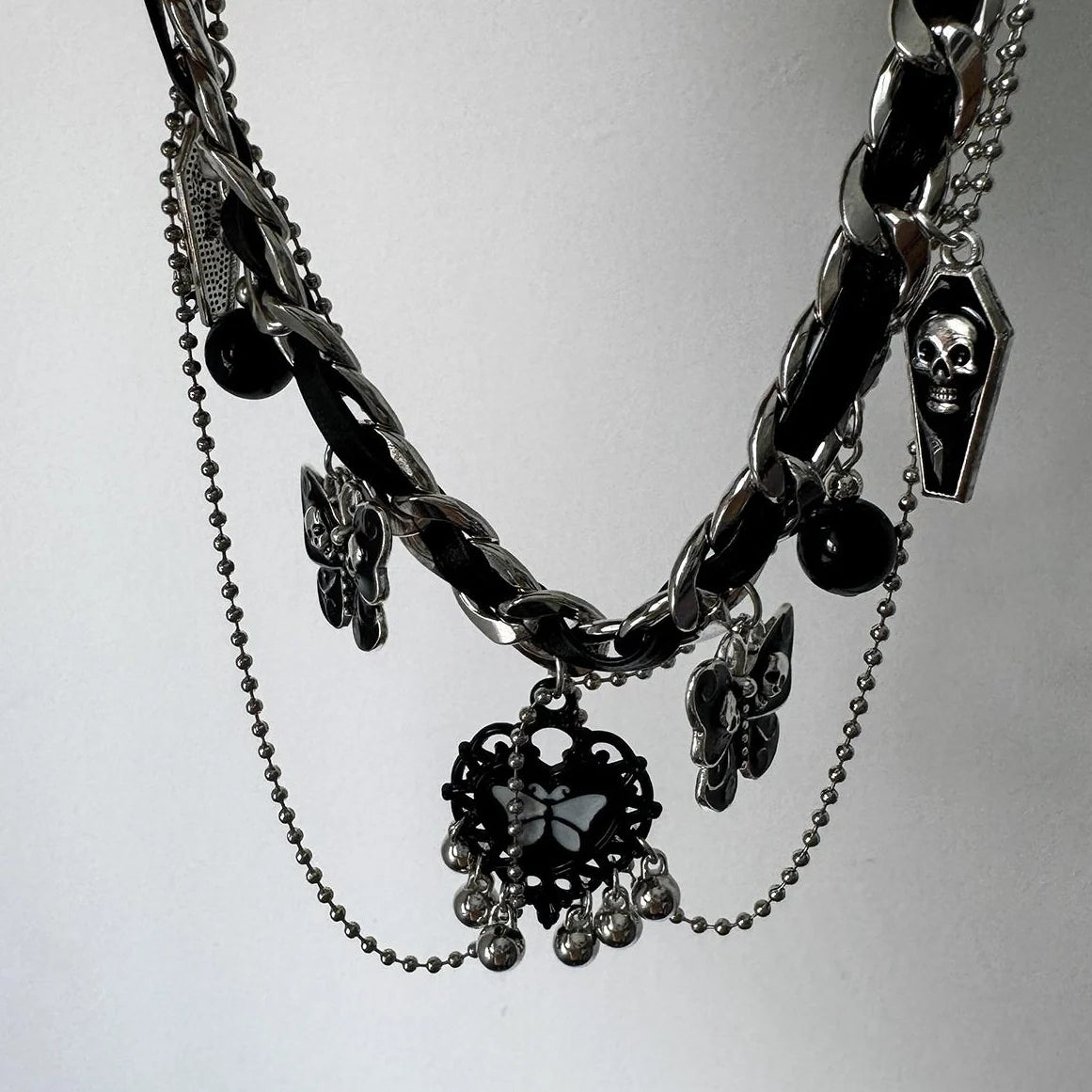 Gothic Butterfly Layered Fringe Choker