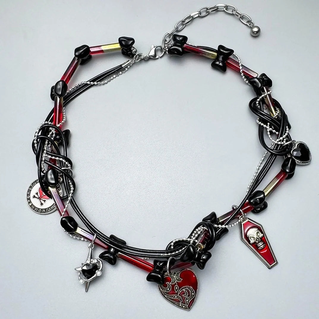 Gothic Entwined Heart Choker Necklace