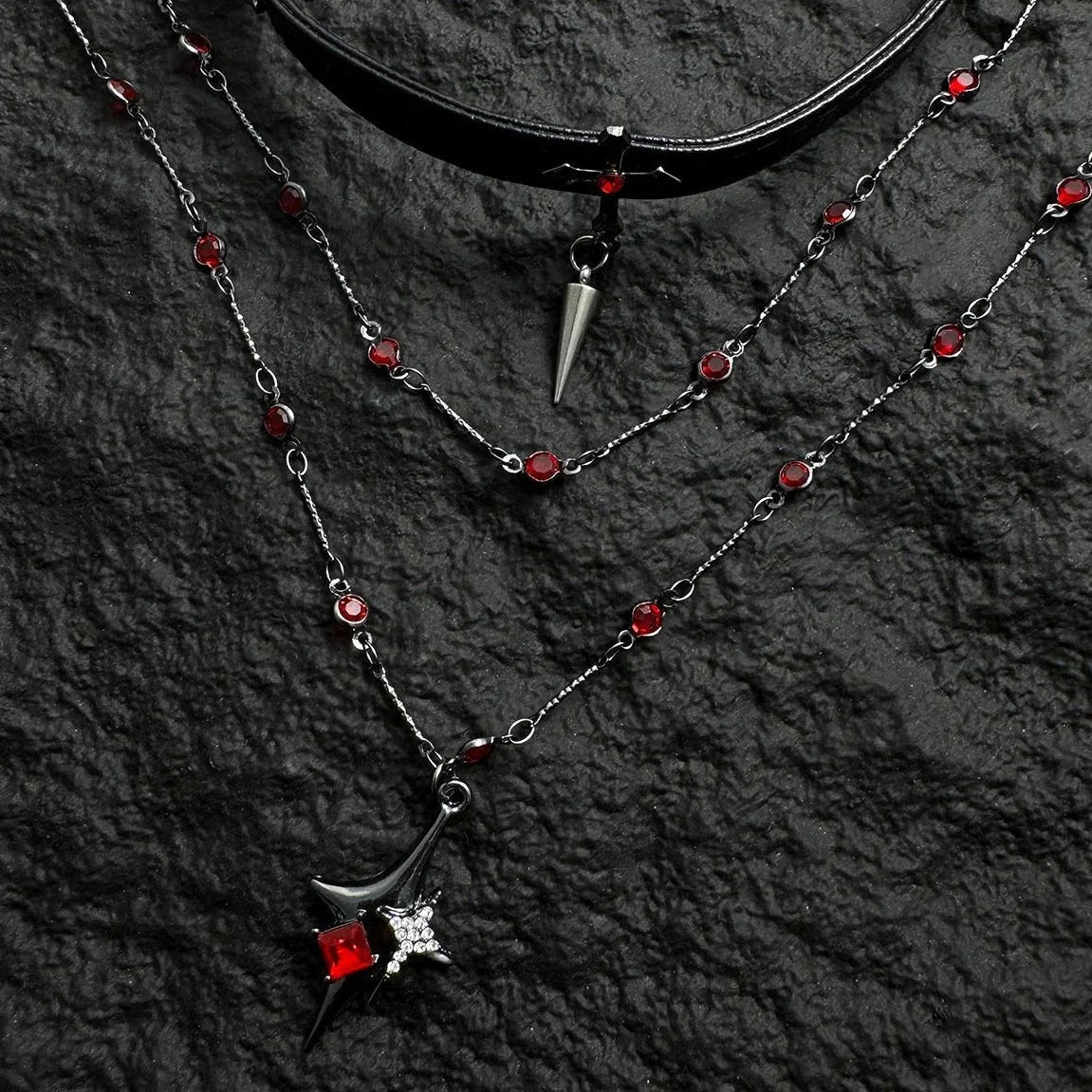 Gothic Layered Cross Choker Necklace