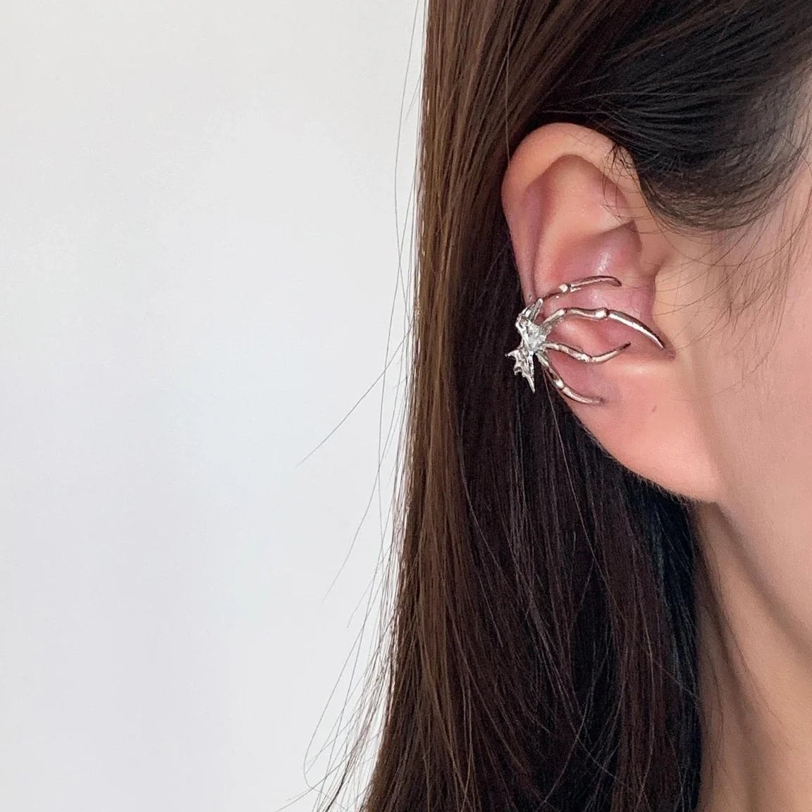 Gothic Silver Spider Ear Claw