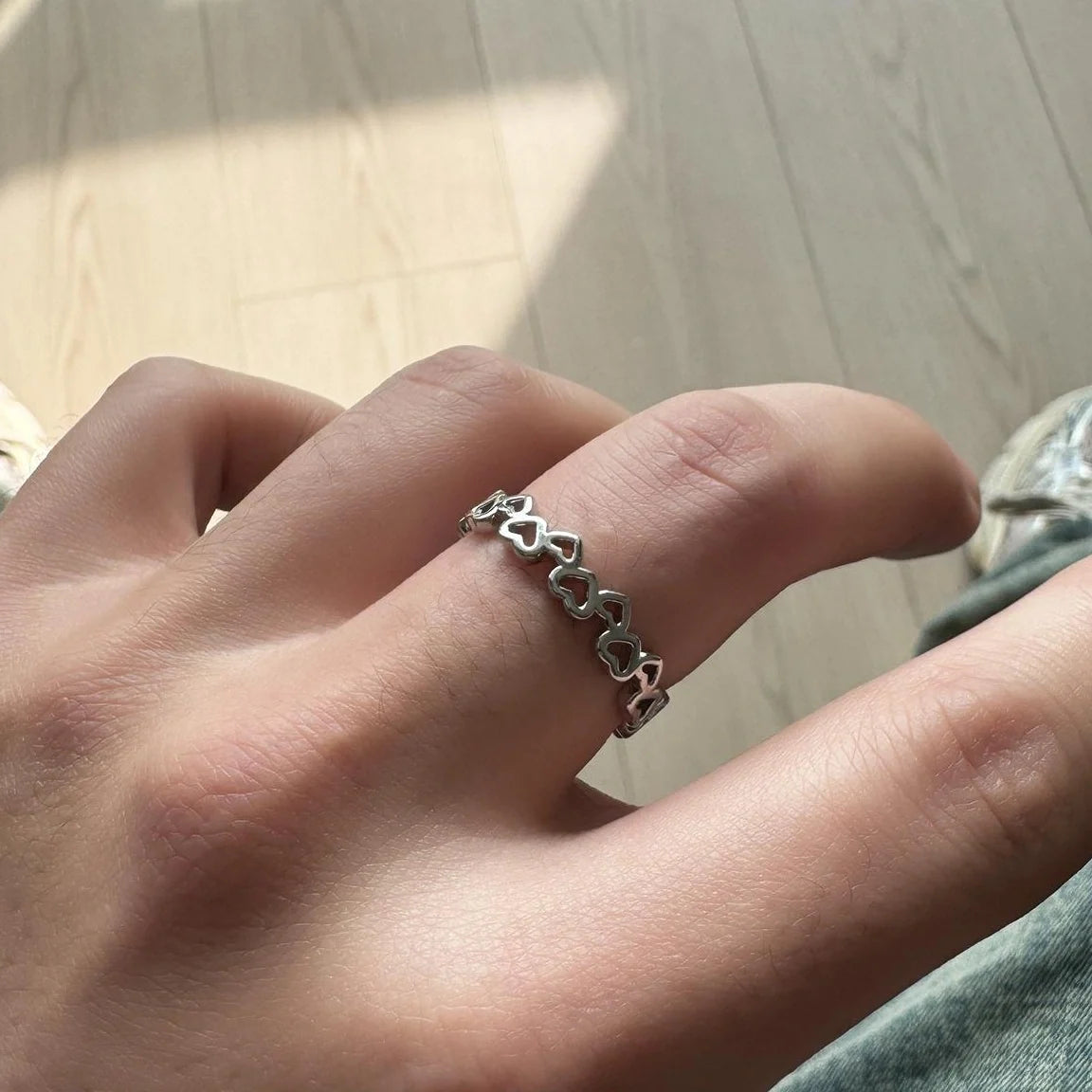 Hollow Heart Adjustable Ring