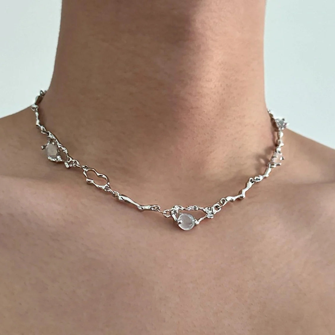Titanium Steel Y2k Opal Necklace