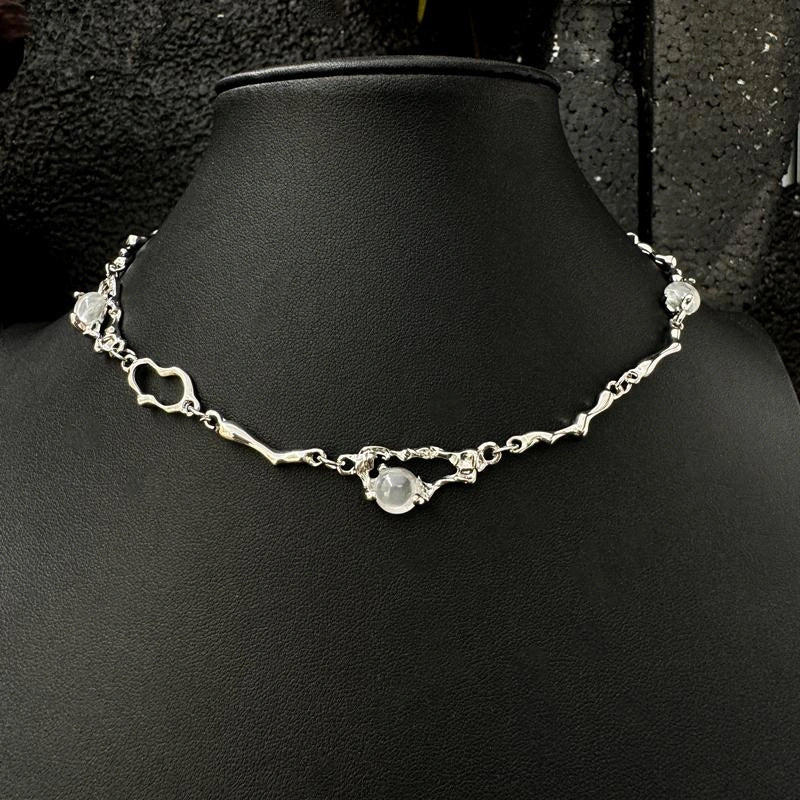 Titanium Steel Y2k Opal Necklace