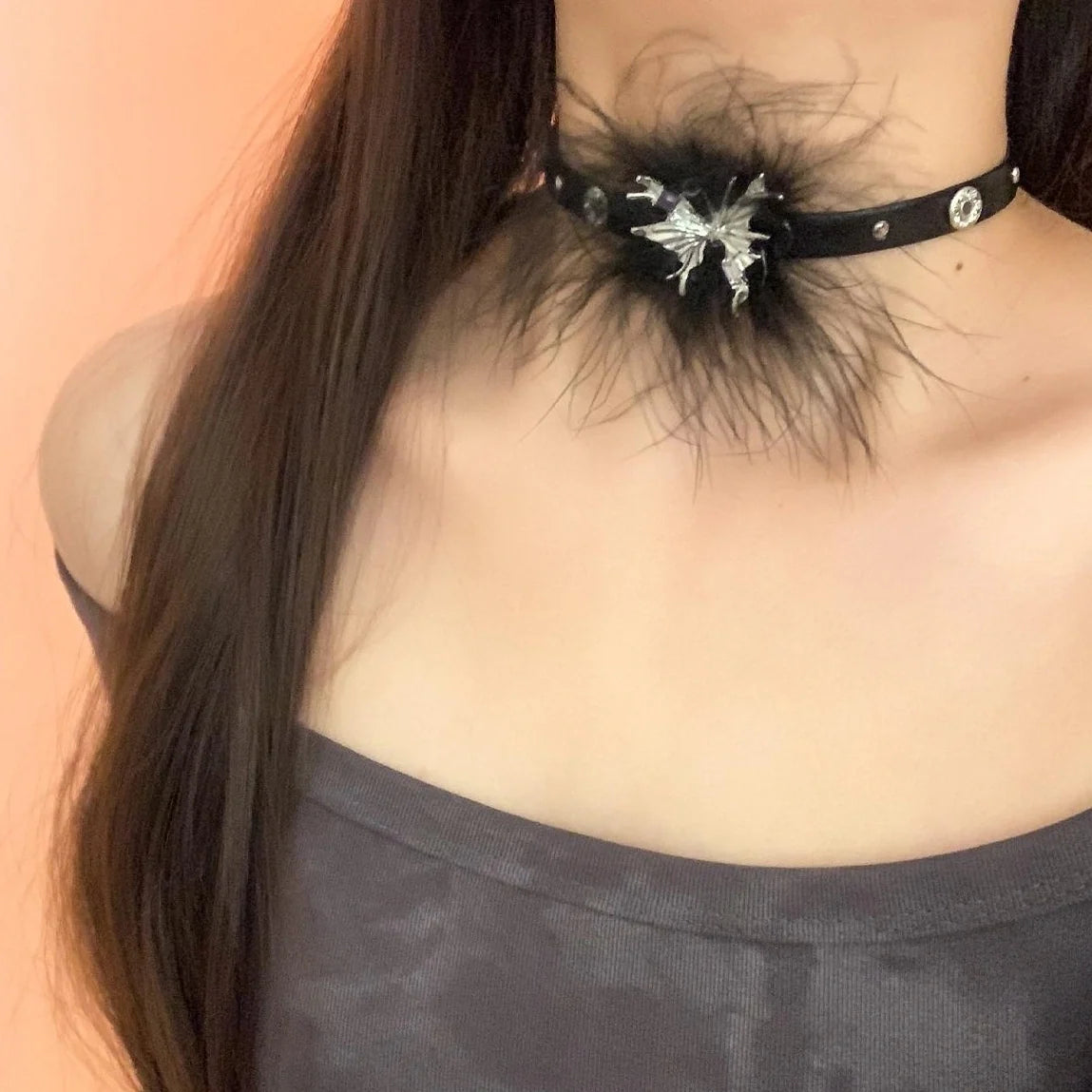 Velvet Gothic Bow Leather Choker