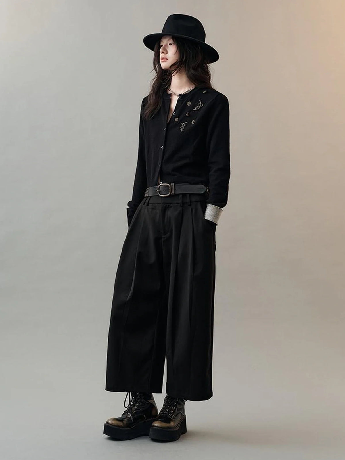 Australian Wool Tencel Tapered Trousers Pants