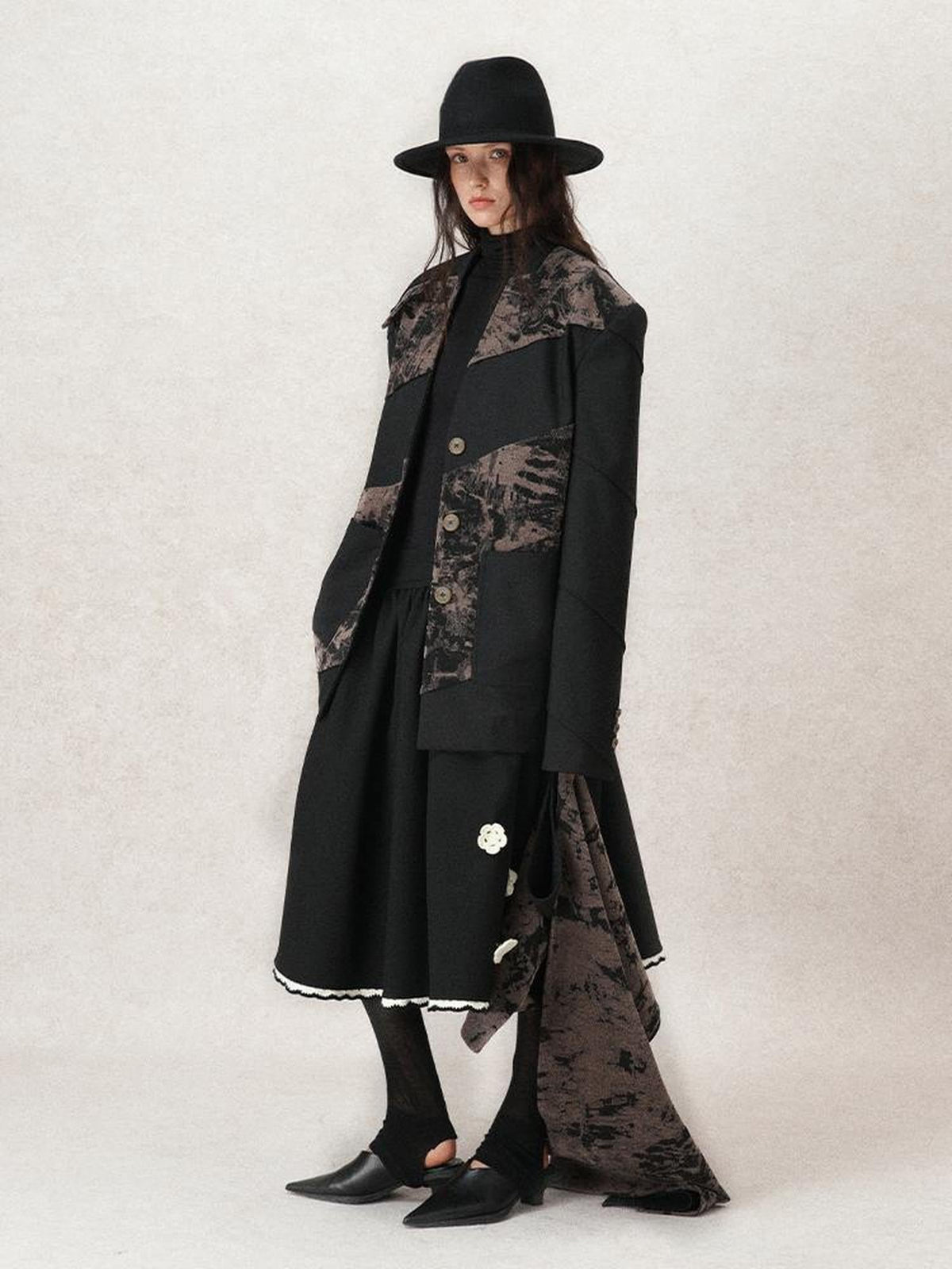 Contour Shadow Asymmetrical Scarf Blazer