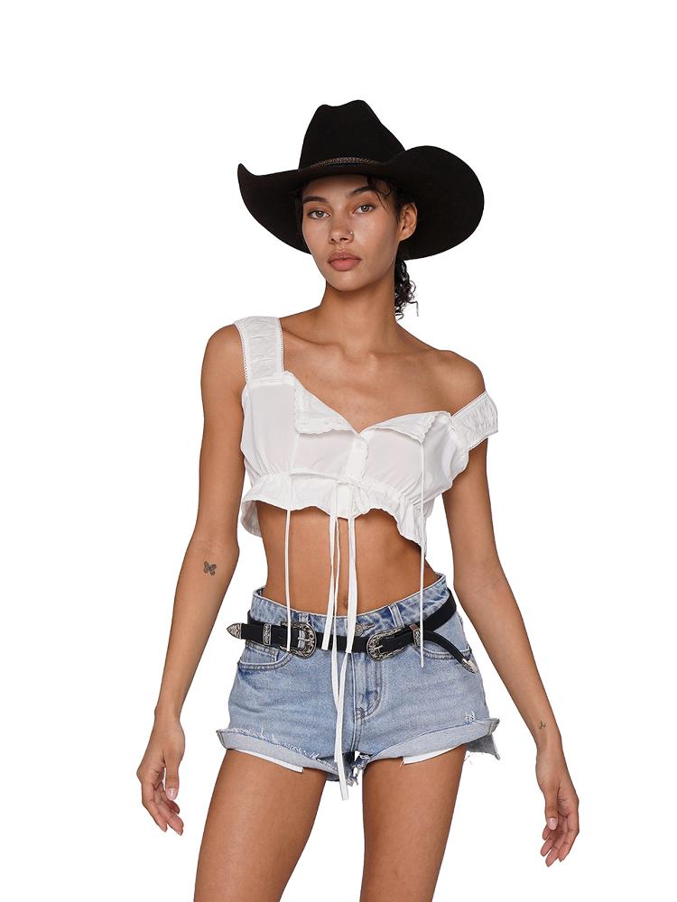 Blue White Washed Denim Shorts Hotpants For Women Summer Spring