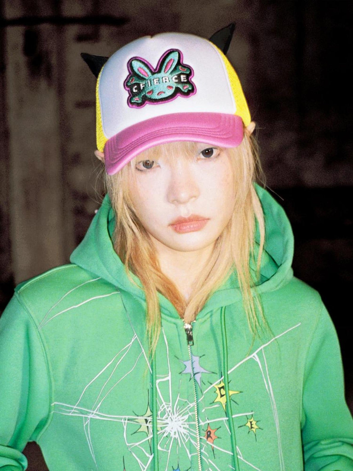 Embroidered Angled Trucker Cap