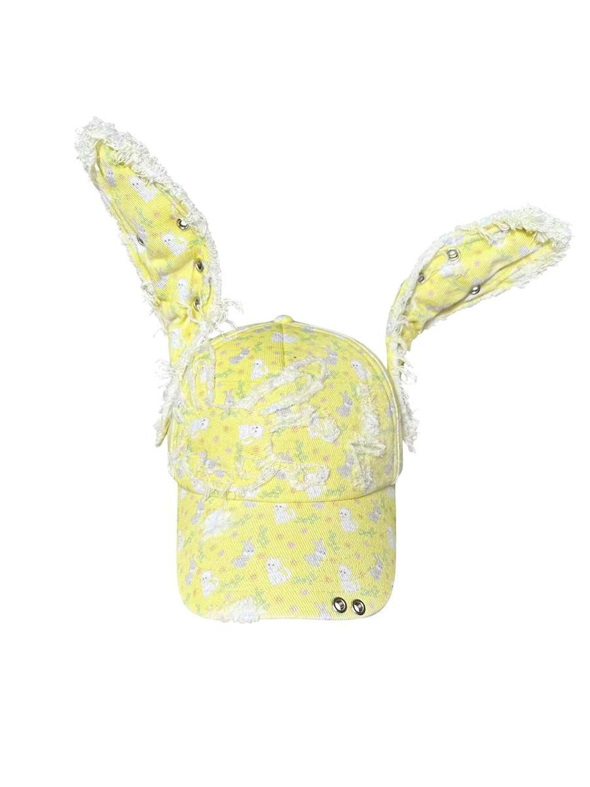 Rabbit Ear Print Denim Cap